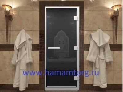 Дверь для хамама стекло черный жемчуг
